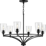 Progress P400297-31M Parkhurst Collection Six-Light New Traditional Matte Black Clear Glass Chandelier Light Alternate Image.jpg