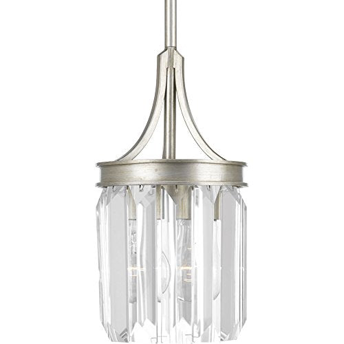 Progress P5320-134 Glimmer Collection One-Light Silver Ridge Clear Glass Luxe Mini-Pendant Light Alternate Image.jpg