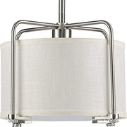 Progress P500138-009 Kempsey Collection One-Light Brushed Nickel Summer Linen Shade Farmhouse Pendant Light Alternate Image.jpg