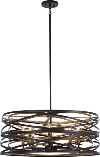 Minka-Lavery 4678-111 Vortic Flow Eight Light Pendant, Dark Bronze w/Mosaic Gold Alternate Image.jpg