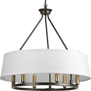 Progress P4618-20 Cherish Collection Six-Light Antique Bronze White Linen Shade Coastal Chandelier Light Alternate Image.jpg