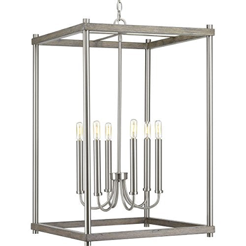 Progress P500089-009 Fontayne Collection Six-Light Brushed Nickel Farmhouse Pendant Light Alternate Image.jpg