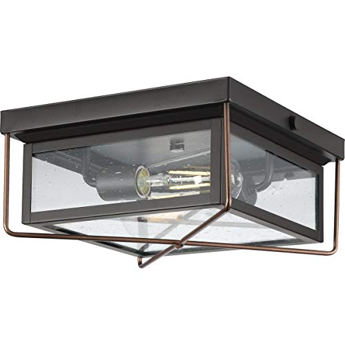 Progress P550069-020 Barlowe Collection Two-Light Antique Bronze and Clear Seeded Glass Farmhouse Style Flush Mount Ceiling Light Alternate Image.jpg