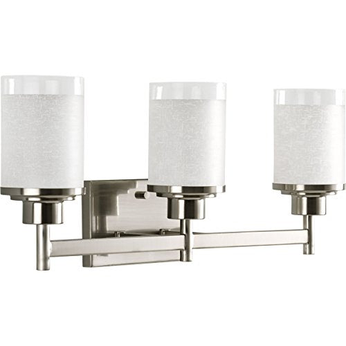 Progress P2978-09 Alexa Collection Three-Light Brushed Nickel Etched Linen With Clear Edge Glass Modern Bath Vanity Light Alternate Image.jpg