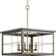 Progress P400253-175 Hedgerow Collection Four-Light Distressed Brass and Aged Oak Farmhouse Style Chandelier Light Alternate Image.jpg