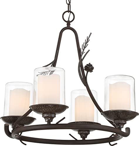 Minka-Lavery 2754-694 Ponderosa Ridge Four Light Chandelier, Weathered Spruce w/ Silver Alternate Image.jpg