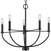 Progress P400202-031 Leyden Collection Five-Light Matte Black Farmhouse Style Chandelier Alternate Image.jpg