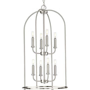Progress P500303-009 Leyden Collection Eight-Light Brushed Nickel Farmhouse Style Foyer Pendant Light Alternate Image.jpg