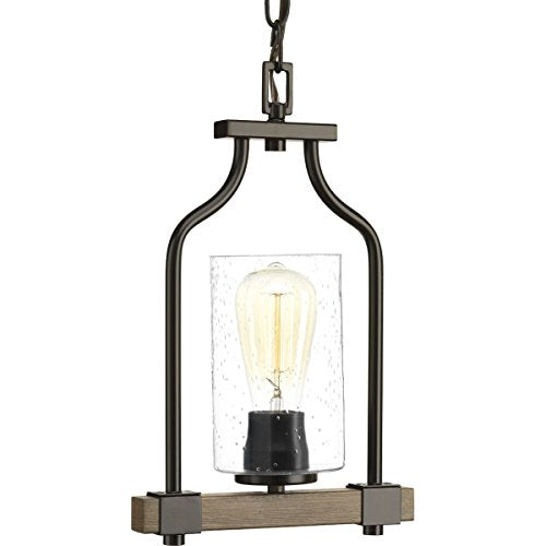 Progress P500056-020 Barnes Mill Collection One-Light Antique Bronze Clear Seeded Glass Farmhouse Mini-Pendant Light Alternate Image.jpg