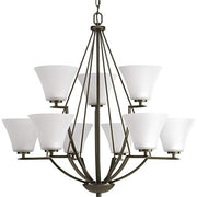 Progress P4625-20W Bravo Collection Nine-Light Antique Bronze Etched Glass Modern Chandelier Light Alternate Image.jpg
