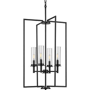 Progress P500315-031 Kellwyn Collection Four-Light Matte Black and Clear Glass Transitional Style Foyer Pendant Light Alternate Image.jpg