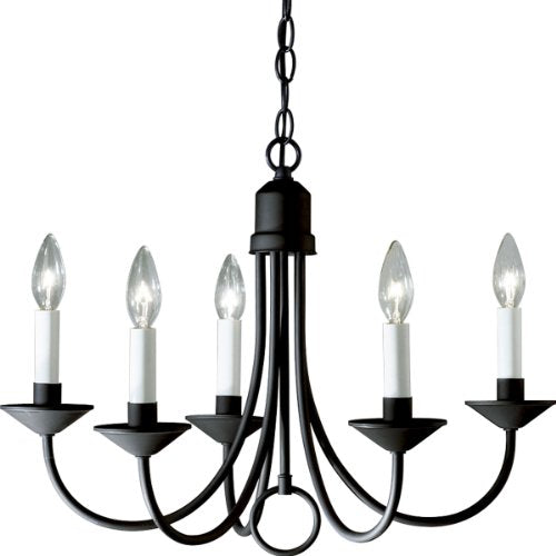 Progress P4008-31 Five-Light Textured Black White Candles Traditional Chandelier Light Alternate Image.jpg