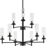 Progress P400252-031 Kellwyn Collection Nine-Light Matte Black and Clear Glass Transitional Style Chandelier Light Alternate Image.jpg