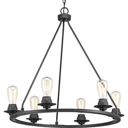 Progress P400015-143 Debut Collection Six-Light Graphite Farmhouse Chandelier Light Alternate Image.jpg