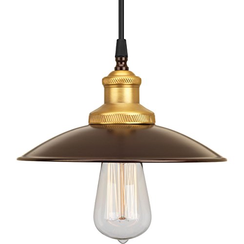 Progress P5161-20 Archives Collection One-Light Antique Bronze Brass Paint Inside Metal Shade Farmhouse Mini-Pendant Light Alternate Image.jpg