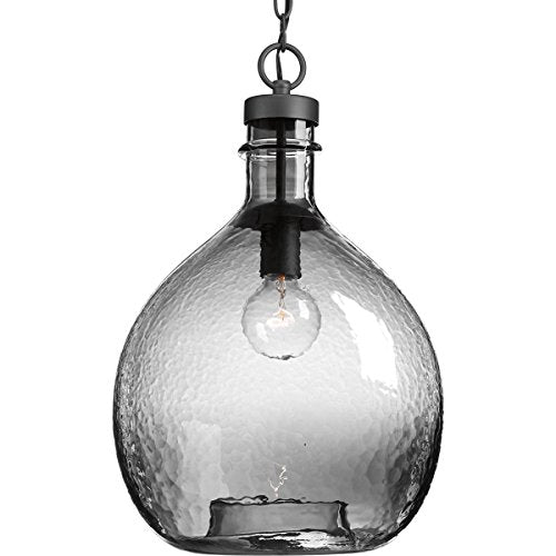Progress P500064-143 Zin Collection One-Light Graphite Smoked Textured Glass Global Pendant Light Alternate Image.jpg
