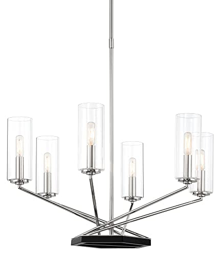 Minka-Lavery 2495-572 Highland Crossing Six Light Chandelier, Coal w/Polished Nickel Highlights Alternate Image.jpg