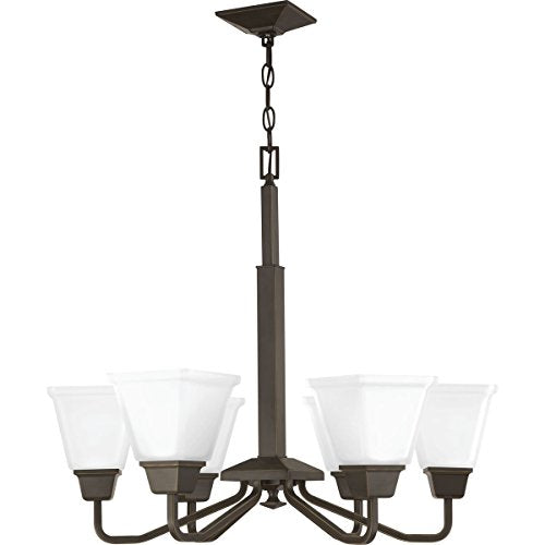 Progress P400119-020 Clifton Heights Collection Six-Light Antique Bronze Etched Glass Craftsman Chandelier Light Alternate Image.jpg