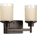 Progress P2977-20 Alexa Collection Two-Light Antique Bronze Etched Umber Linen With Clear Edge Glass Modern Bath Vanity Light Alternate Image.jpg