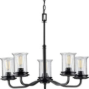 Progress P400206-031 Winslett Collection Five-Light Matte Black Clear Seeded Glass Coastal Chandelier Light Alternate Image.jpg