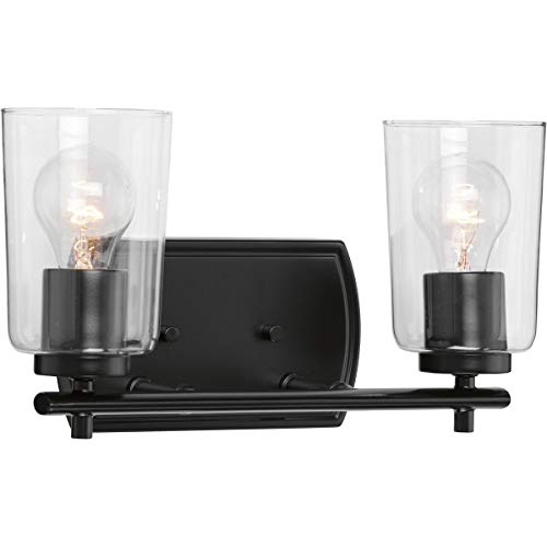 Progress P300155-031 Adley Collection Two-Light Matte Black Clear Glass New Traditional Bath Vanity Light Alternate Image.jpg