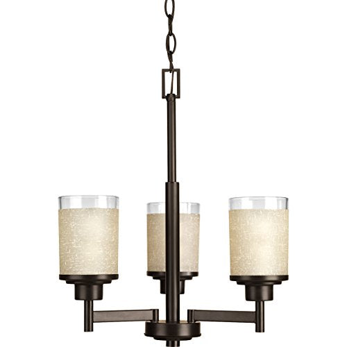 Progress P4458-20 Alexa Collection Three-Light Antique Bronze Etched Umber Linen With Clear Edge Glass Modern Chandelier Light Alternate Image.jpg