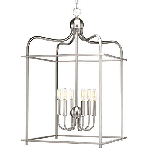 Progress P500037-009 Assembly Hall Collection Six-Light Brushed Nickel Coastal Pendant Light Alternate Image.jpg