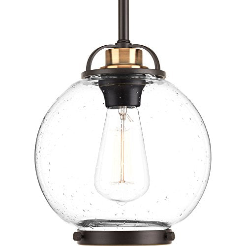 Progress P5309-20 Chronicle Collection One-Light Antique Bronze Clear Seeded White Opal Glass Coastal Mini-Pendant Light Alternate Image.jpg