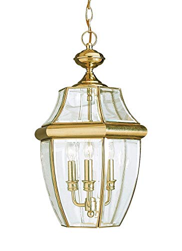 Generation Lighting 6039EN-02 Lancaster Three Light Outdoor Pendant, Polished Brass Alternate Image.jpg