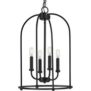Progress P500302-031 Leyden Collection Four-Light Matte Black Farmhouse Style Foyer Pendant Light Alternate Image.jpg