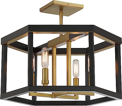 Minka-Lavery 2114-726 Union Estates Four Light Semi Flush Mount, Coal And Soft Brass Alternate Image.jpg