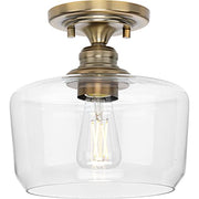 Progress P350214-163 Aiken Collection  One-Light Vintage Brass Clear Glass Farmhouse Flush Mount Light Alternate Image.jpg