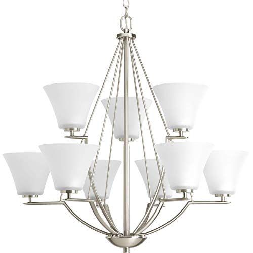 Progress P4625-09 Bravo Collection Nine-Light Brushed Nickel Etched Glass Modern Chandelier Light Alternate Image.jpg