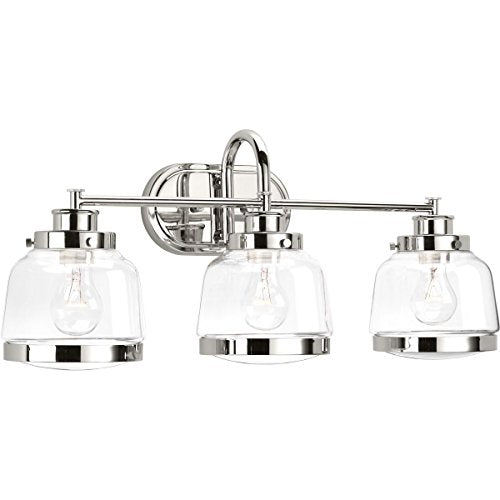 Progress P300082-104 Judson Collection Three-Light Polished Nickel Clear Glass Farmhouse Bath Vanity Light Alternate Image.jpg