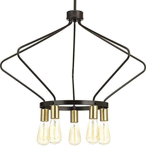 Progress P400105-020 Hangar Collection Five-Light Antique Bronze Farmhouse Chandelier Light Alternate Image.jpg