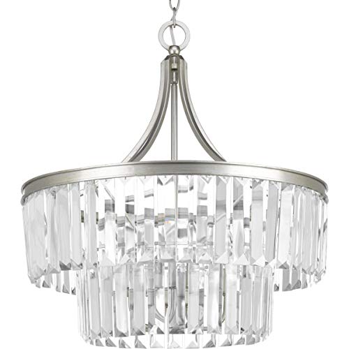 Progress P5321-134 Glimmer Collection Five-Light Silver Ridge Clear Glass Luxe Pendant Light Alternate Image.jpg