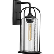 Progress P560257-031 Watch Hill Collection One-Light Textured Black and Clear Seeded Glass Farmhouse Style Large Outdoor Wall Lantern Alternate Image.jpg