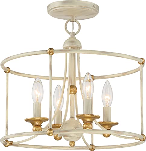 Minka-Lavery 1049-701 Westchester County Four Light Semi Flush Mount, Farm House White W/ Gilded Gold Leaf Alternate Image.jpg