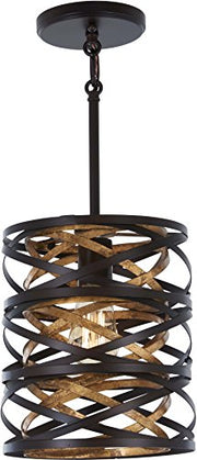 Minka-Lavery 4670-111 Vortic Flow One Light Mini Pendant, Dark Bronze w/Mosaic Gold Alternate Image.jpg