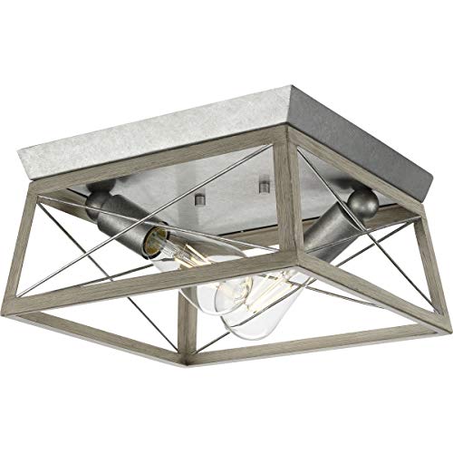 Progress P350039-141 Briarwood Collection Two-Light Galvanized and Bleached Oak Farmhouse Style Flush Mount Ceiling Light Alternate Image.jpg
