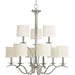 Progress P4638-09 Inspire Collection Nine-Light Brushed Nickel Off-White Linen Shade Traditional Chandelier Light Alternate Image.jpg