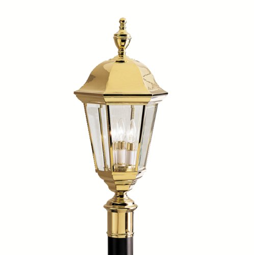 Kichler 9989PB Grove Mill Three Light Outdoor Post Mount, Polished Brass Alternate Image.jpg