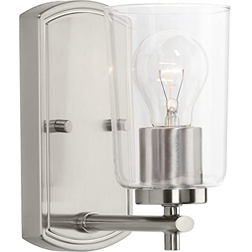 Progress P300154-009 Adley Collection One-Light Brushed Nickel Clear Glass New Traditional Bath Vanity Light Alternate Image.jpg