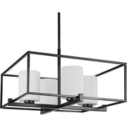 Progress P400226-031 Chadwick Collection Four-Light Matte Black Etched Opal Glass Modern Chandelier Light Alternate Image.jpg