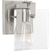 Progress P300105-009 Glayse Collection One-Light Brushed Nickel Clear Glass Luxe Bath Vanity Light Alternate Image.jpg