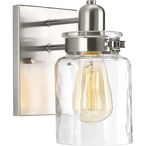 Progress P300045-009 Calhoun Collection One-Light Brushed Nickel Clear Glass Farmhouse Bath Vanity Light Alternate Image.jpg