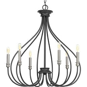 Progress P400030-143 Whisp Collection Six-Light Graphite Farmhouse Chandelier Light Alternate Image.jpg