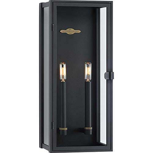 Progress P560269-031 Stature Collection Two-Light Textured Black and Clear Glass Transitional Style Large Outdoor Wall Lantern Alternate Image.jpg