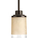 Progress P5147-20 Alexa Collection One-Light Antique Bronze Etched Umber Linen With Clear Edge Glass Modern Mini-Pendant Light Alternate Image.jpg