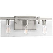 Progress P300107-009 Glayse Collection Three-Light Brushed Nickel Clear Glass Luxe Bath Vanity Light Alternate Image.jpg